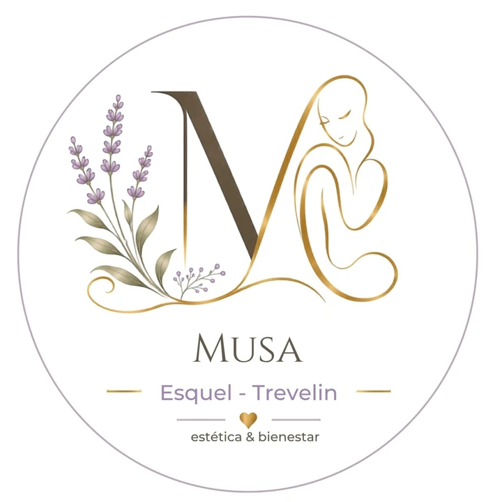 Musa · estética y bienestar, logotipo con flores de lavanda